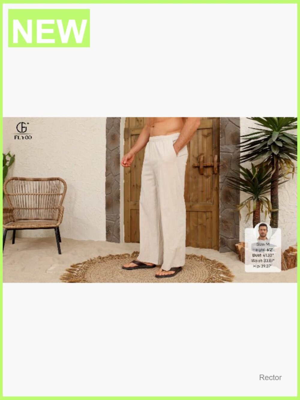 Linen Pants Men Casual Wide Leg Baggy Elastic Waist Yoga Beach Trousers - Picture 7 of 7